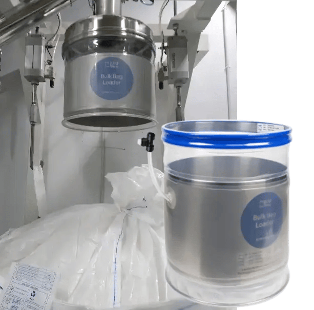 BFM Bulk Bag Loader above closed bag with BBL in foreground BFM Bulk Bag Loader above closed bag with BBL in foreground